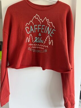 Red Graphic Cropped Sweatshirt